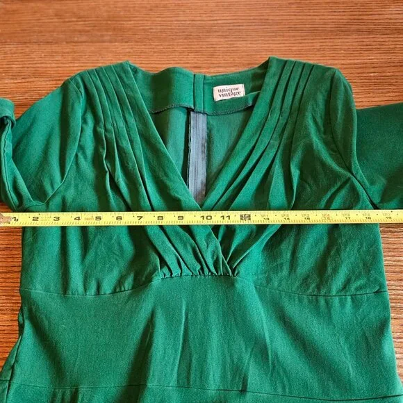Unique Vintage Delores 1950s Emerald Green Swing Dress XXL - Picture 5 of 10